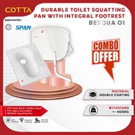 COTTA Besqua01 Bathroom Toilet Ceramic Squatting Pan Toilet Bowl Cangkung Water Tank Cistern for Squ