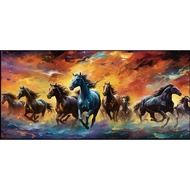 Wall decoration plus 8 horse print frame size: 100cm x 50cm
