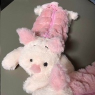 Piglet Pencil Case Eeyore Donkey Cute Cartoon Plush Doll Shape Pencil Case Storage Bag Student Large