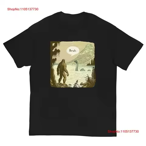 Funny Bigfoot Sasquatch Loch Ness Monster Introvert Bruh T Shirt vintage Washed streetwear Breathabl