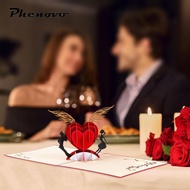 [Phenovo] Elegant 3D Love Greeting Card Decorative Paper Card for Anniversary Gift for Girlfriend Wi