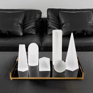 Rzone Frosted Glass Geometric Columnar Cylindrical Ornaments Tray Interior Accessories Study Desktop