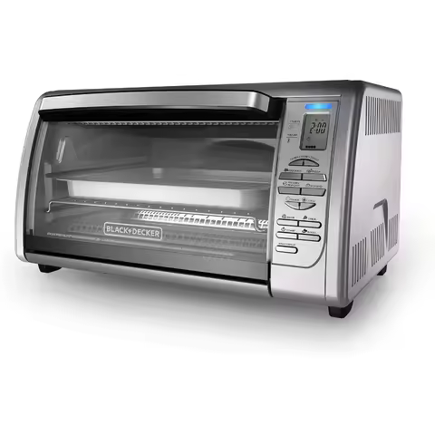 Countertop Convection Toaster Oven 8 One-touch Cooking Functions Stainless Steel Black