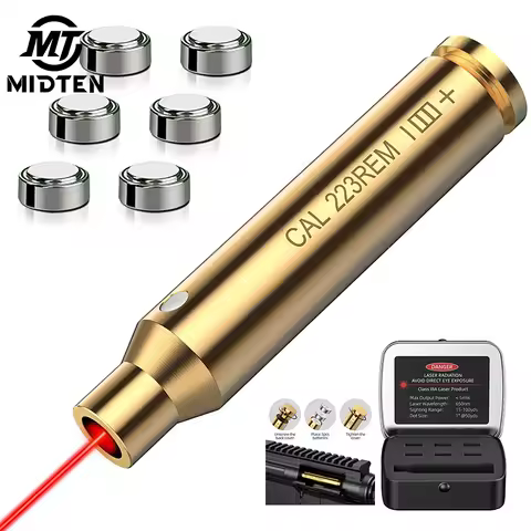 MidTen 223 5.56mm Gun Pistol Bore Sight Red Laser Boresighter with Box Extra Batteries Hunting Bores