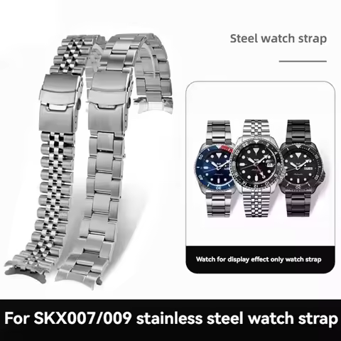 For Seiko No. 5 Stainless Steel Watch Strap SKX007 SKX009 SRP599 Curved End Watchband 20mm 22mm Meta