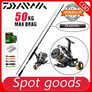 Daiwa Rod Joran Pancing 1 Set Fishing Rod Spinning Reel Joran Udang Galah Rod Pantai Pancing Set