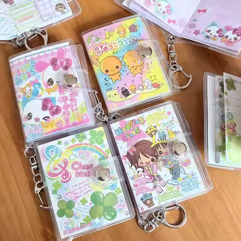 1pc Japanese Cartoon 4 Leaf Clover Mini Pendant Notebook Cute Girl Buckle Hand Account Diary Book St