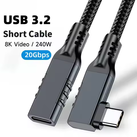 3M 5M Elbow USB C 3.2 Gen2 20Gbps Extension Cable Type C Male to C Female 240W 5A Fast Charger Cable