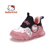 รองเท้ากีฬาเด็กหญิง Hello Kitty รองเท้าเดินทางผ้าฝ้ายสำหรับนักเรียนประถมฤดูใบไม้ร่วงและฤดูหนาวรองเท้าวิ่งกันน้ำแบบหนังสำหรับเด็กหญิงบุขน