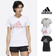 Adidas White Short Sleeve T-Shirt Women's Pure Cotton Sports Casual Training Top T Taipei City Logo 