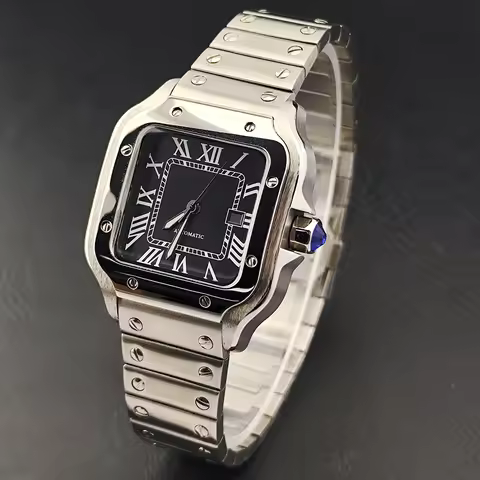 33mm Square Watch Case With Strap 23.5mm Dial Hands Kit Stainless Steel Watch Housing Fit NH05 Mecha