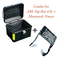 COMBO SET! 45Liter ABS Top Box + NMAX Adjustable Monorack Lipat FoldablE Heavy Duty Top Rack Lipat K