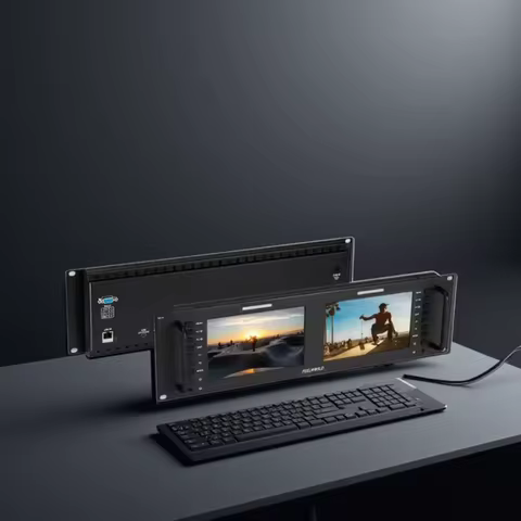 FEELWORLD D71 PLUS Dual 7" 1920x1200 450cd/m² 3RU Rack Mount Monitor 4K HDMI-compatible SDI 1920x120