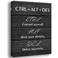 Black“CTRL+ALT+DEL”canvas Wall art decor Motivational Success Wall Art for Home Office Workplace Mot