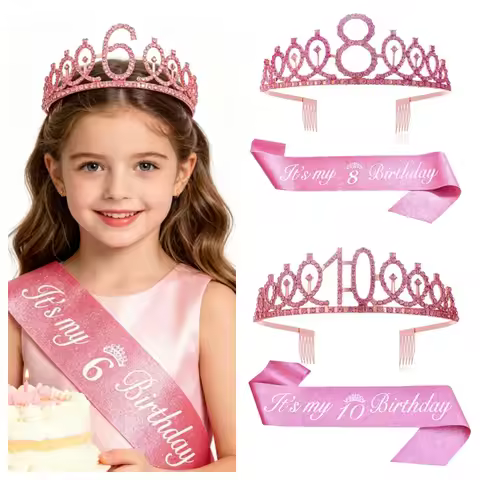 Birthday Tiara Crown Sash Women Girls It’s My 4th 5th 6th 7th 8th 9th 10th 11th 12th 13th 15th 16th 