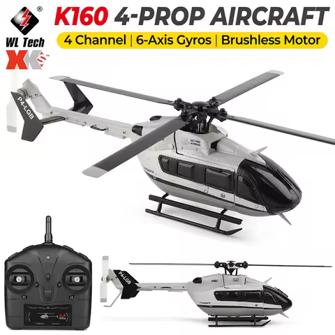 New WLToys RC Helicopter K160 Four Blades Brushless Motor Airplane 2.4GHz 4 Channels 6-axis Gyro Rem