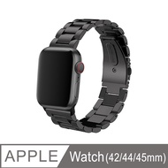 【Timo】Apple Watch 42/44/45/49mm 不鏽鋼金屬替換錶帶-黑