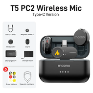 Maono T5ไร้สายลาวาเลียร์การยกเลิกหูฟังพร้อมไมโครโฟนตัดเสียงรบกวนไมโครโฟนด้วยแอพสำหรับสมาร์ทโฟน Maono