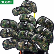 12pcs/set penutup kepala besi golf berbentuk tengkorak 3-9 Pw Aw Sw Lw Lw Penutup Kepala Kelab denga