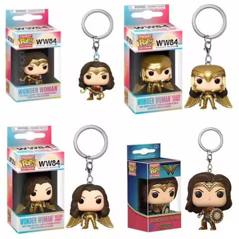 Funko POP DC Heroes Woder Woman 1984 Pocket Keychain WW84 Justice League Key Chain Wonder Woman Gold