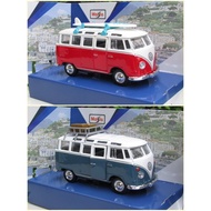 Maisto VW Volkswagen T1 Samba Bus 1962 With Roof Rack Blue (With Surfing Board Red ) Classic Bus 10c