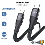 YESPLUS YS-874 Type-C to Type-C Data Cable PD 100W 2M Charging Cable