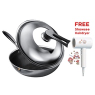 KBH Kangbach honeycomb texture less oil easy to clean wok / non-stick pan / stainless steel pot 32cm CCJ32A1