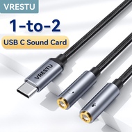 USB Type C to 3.5mm Jack Sound Card DAC Audio Interface Headphone Microphone Combo Adapter Soundcard for Mic Speaker Wire Stereo