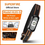 SUPERFIRE HL05 2W Lampu Kepala Terang Rechargeable Headlamp 5 Mode Lighting LED Super Bright Outdoor