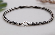 สร้อยข้อมือเงินสเตอร์ลิง 925 ดีไซน์ข้าวสาลีออกซิไดซ์ • สร้อยข้อมือเปรู • สร้อยข้อมือโซ่หางจิ้งจอกสี่