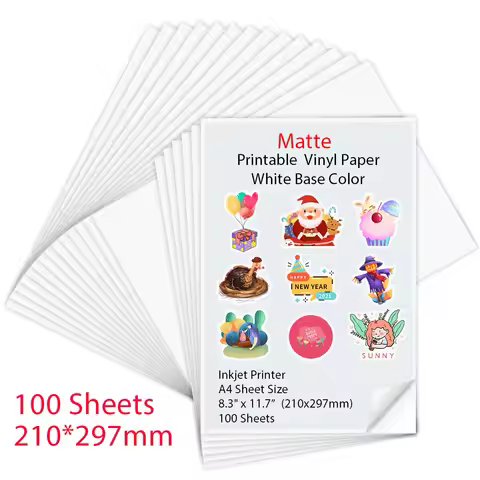 10-100 Sheets A4 self-adhesive Matte Printable Vinyl Sticker Paper for Inkjet printer DIY Crafts Cop