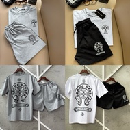 Chrome Hearts New York cotton Suit (T-shirt + Shorts). Chrome Hearts Unisex High Quality Cotton Shir
