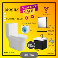 Mocha Italy- MEGA SUPER SALES ONE PIECE WC & 400 MM BASIN CABINET (MWC7602) LIFETIME WARRANTY & SUPE