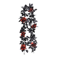 【LUCKY】Halloween Garland Black Artificial Flowers Fake Roses Hanging Vines 5.7FT