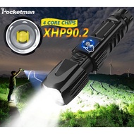 Waterproof XHP90.2 Super Bright LED Flashlight Tactical Torch Smart chip control USB rechargeable Fl