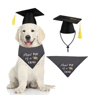 Dog Graduation Cap Hat with Yellow Tassel and Black Pet Graduation Bandana