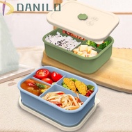 DANILO1 Silicone Lunch Box, Food Grade Leak-Resistant Meal Prep Container, Portable Square 4 Compart