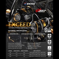 IROLY EXCEED SPINNING REEL 500 800 1000 POWER HANDLE AIR CARBON BODY ROTOR & FREE DOUBLE HANDLE