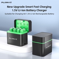 【⚡Ready Stock】 PUJIMAX 4-Slot 8-Slot 1.5V Li-ion AA/AAA Battery Charger Fast Charge Ship in 24h