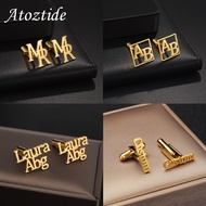 Atoztide Fashion Personalized Custom Name Cufflinks for Men Shirt Cuff Buttons Letter Initials Jewel