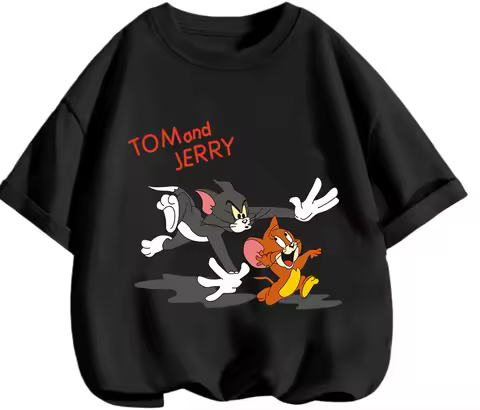 Modern Fashion Tom And Jerry Children Tee Summer Leisure Round Neck Short Sleeve Tops For Youth
