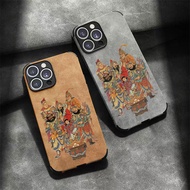 财神爷手机壳 新年手机壳 Sarung telefon bimbit Fortuna lima arah untuk Apple 16pro 17 Xiaomi 15 Redmi K70 kulit 