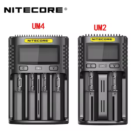 NITECORE UM4 UM2 C4 VC4 LCD Smart Battery Charger for Li-ion/IMR/INR/ICR/LiFePO4 18650 14500 26650 A