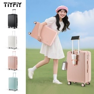 TIYFIY Travel Luggage with Cup Holder & Usb Charger Macaron Color Suitcase Lightweight Cabin Size Lu