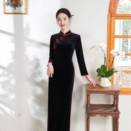 IBUY IBUY Autumn New Style Improved Cheongsam Long Style Happy Mother Rose Black Red Slim-fit Daily 