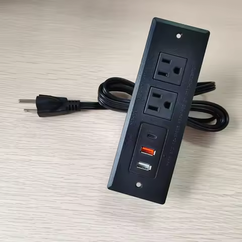 Built in Table Sockets US 15A PD with USB Type-c 110 220v Office Bookcase Furniture Recessed Hidden