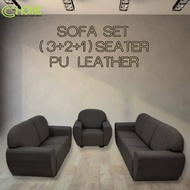 C HOME: SOFA SET (3+2+1) PU Leather Sofa Upholstery