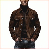 Jacket Abrasion Resistance Keep Warm Jacket Coat Stripe Holiday Party Corduroy Pocket Lapel