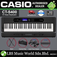 Casio CT-S400 61 Key Ultra Portable Arranger Keyboard Midi and Bluetooth Capability - Black (CTS400 