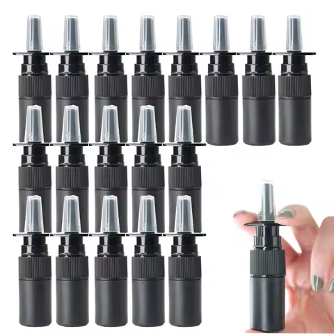 48Pcs 5ml Black Empty Plastic Nasal Spray Bottles Pump Sprayer Mist Nose Spray Bottle Portable Refil
